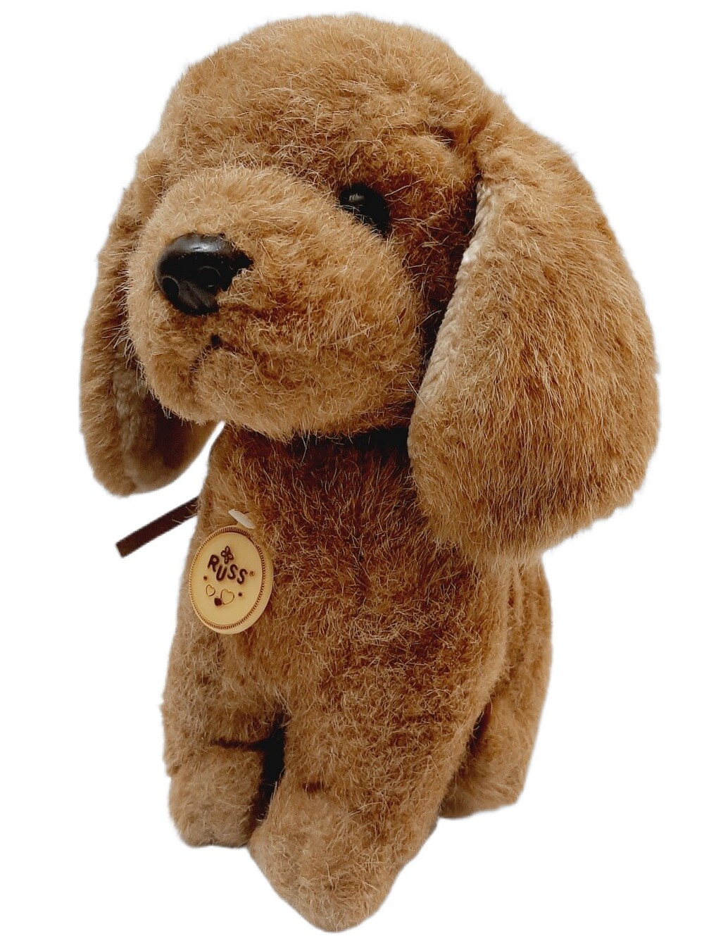 🍒 Vintage Russ Berrie Puddles Brown Puppy Dog Plush 1980s Kids Toy 80's Pop Vtg